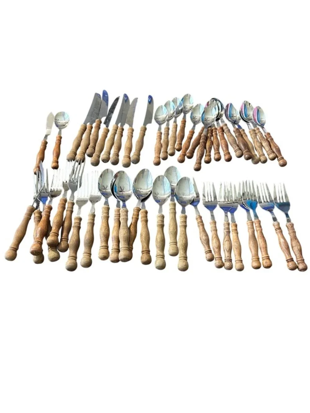Vintage Lifetime Old Homestead Stainless Flatware Set W/ Wooden Handles 50 Piece